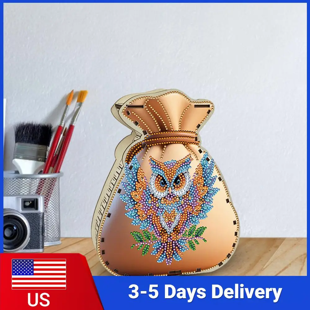 

Акриловая деревянная копилка-сова для рабочего стола, наборы для алмазной вышивки, держатель для монет, декор для взрослых и начинающих