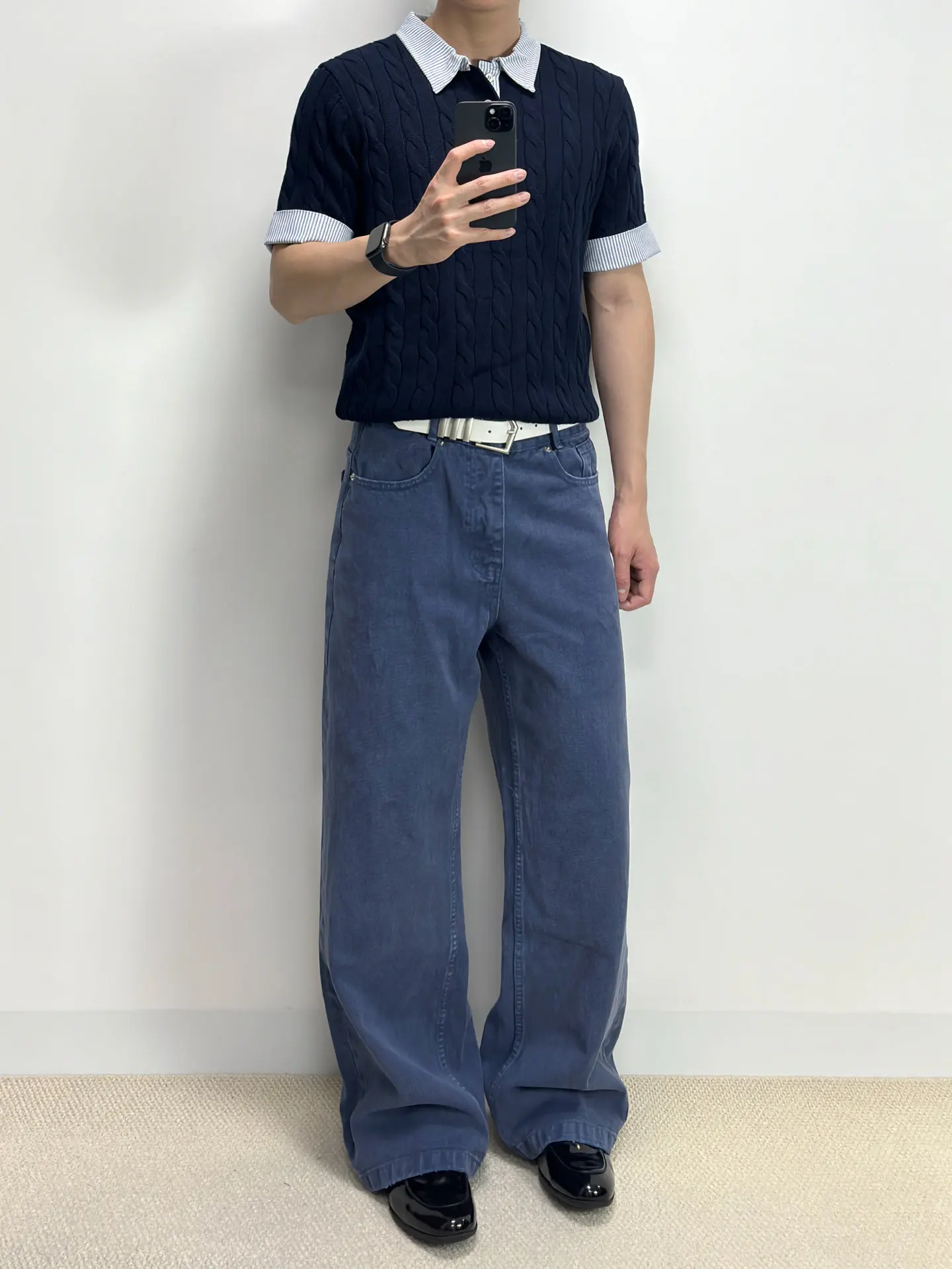 

Cleanfit American High Street Vintage Washed Men's Casual Pants Loose Straight Leg Blue Jeans Workwear Style Winter Trousers