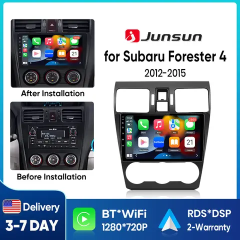 Junsun CarPlay inalámbrico para Apple Autoradio para Subaru Forester WRX Impreza 2013-2015 Radio de coche estéreo Multimedia Android Auto
