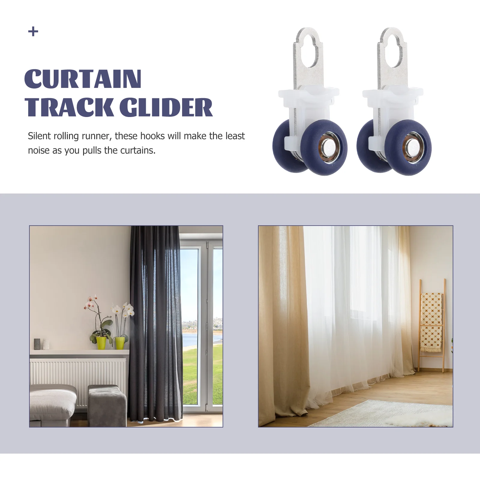 Curtain Track Glider Hooks Pulley Lace Curtains Drapery Rollers Nail Rod Holder Shower Pole