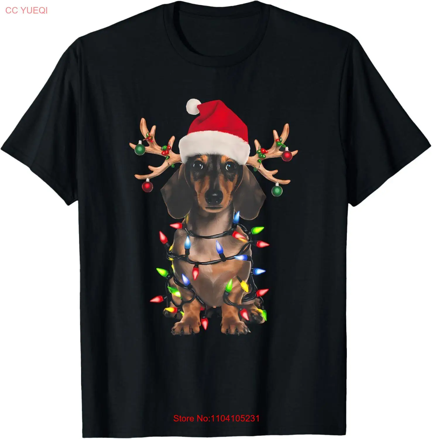 

Dachshund Christmas Tree Shirt Dachshund Santa Hat Lover T-Shirt Hoodie