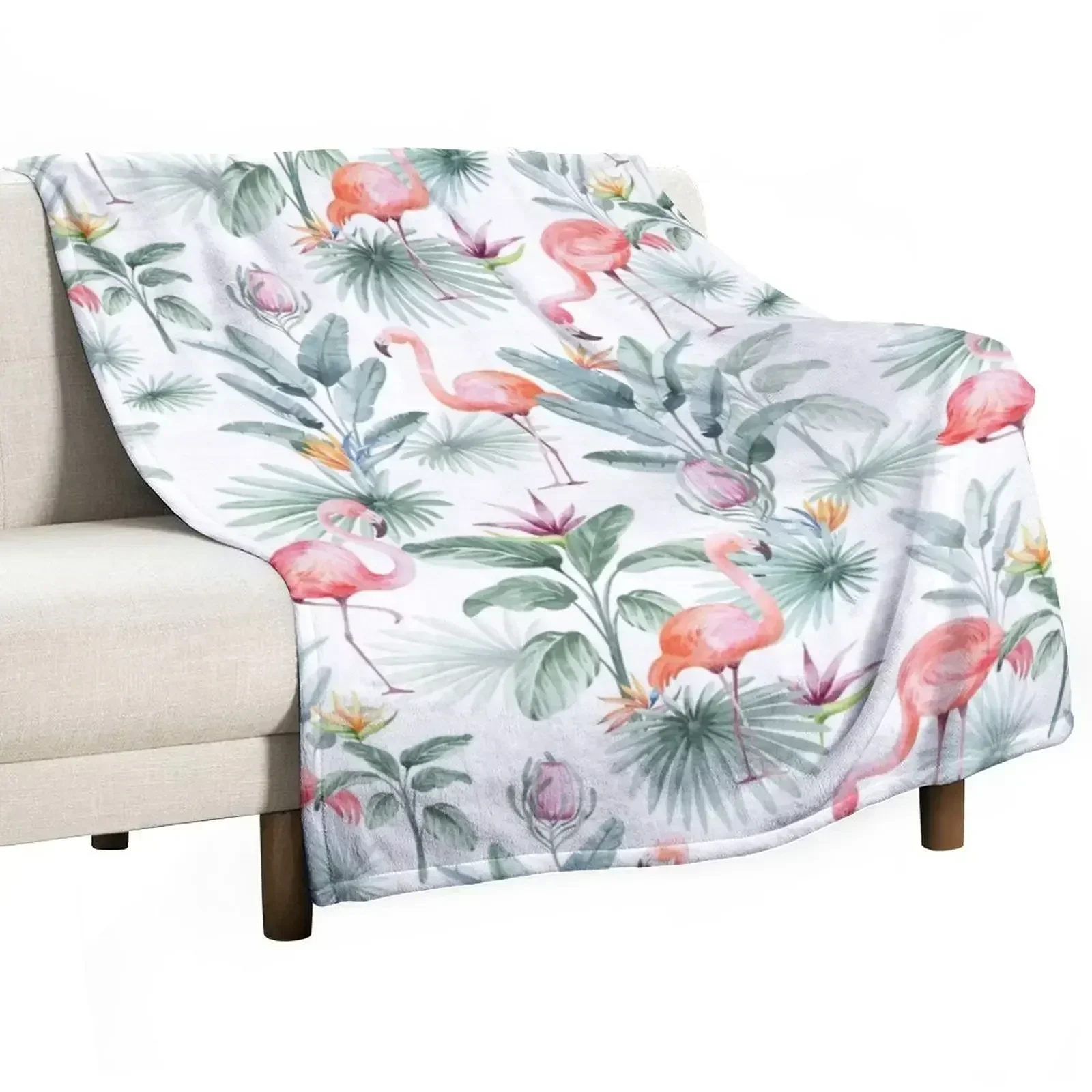 

Flamingo Watercolor Throw Blanket Soft Warm Blanket Gift for Grandparents
