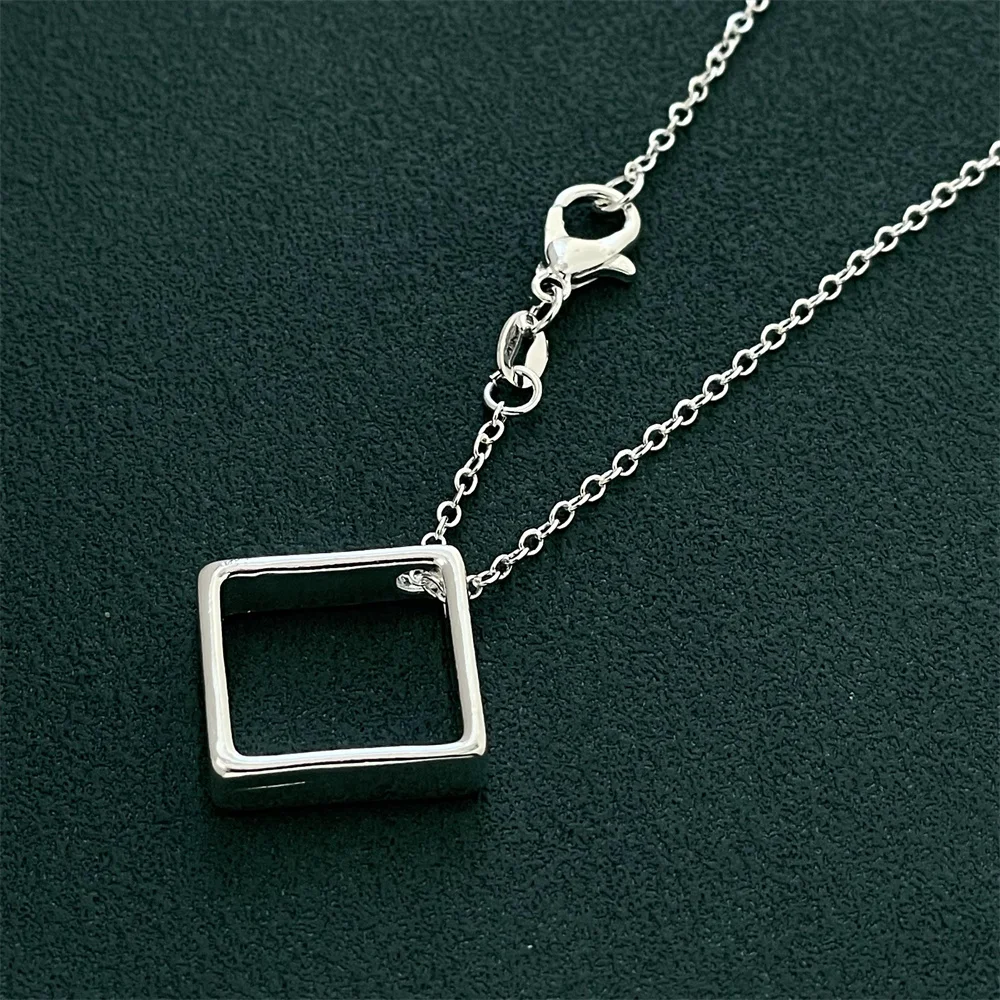 Andara 46CM silver color fashion pierced square pendant necklace for men and women hot selling jewelry gift