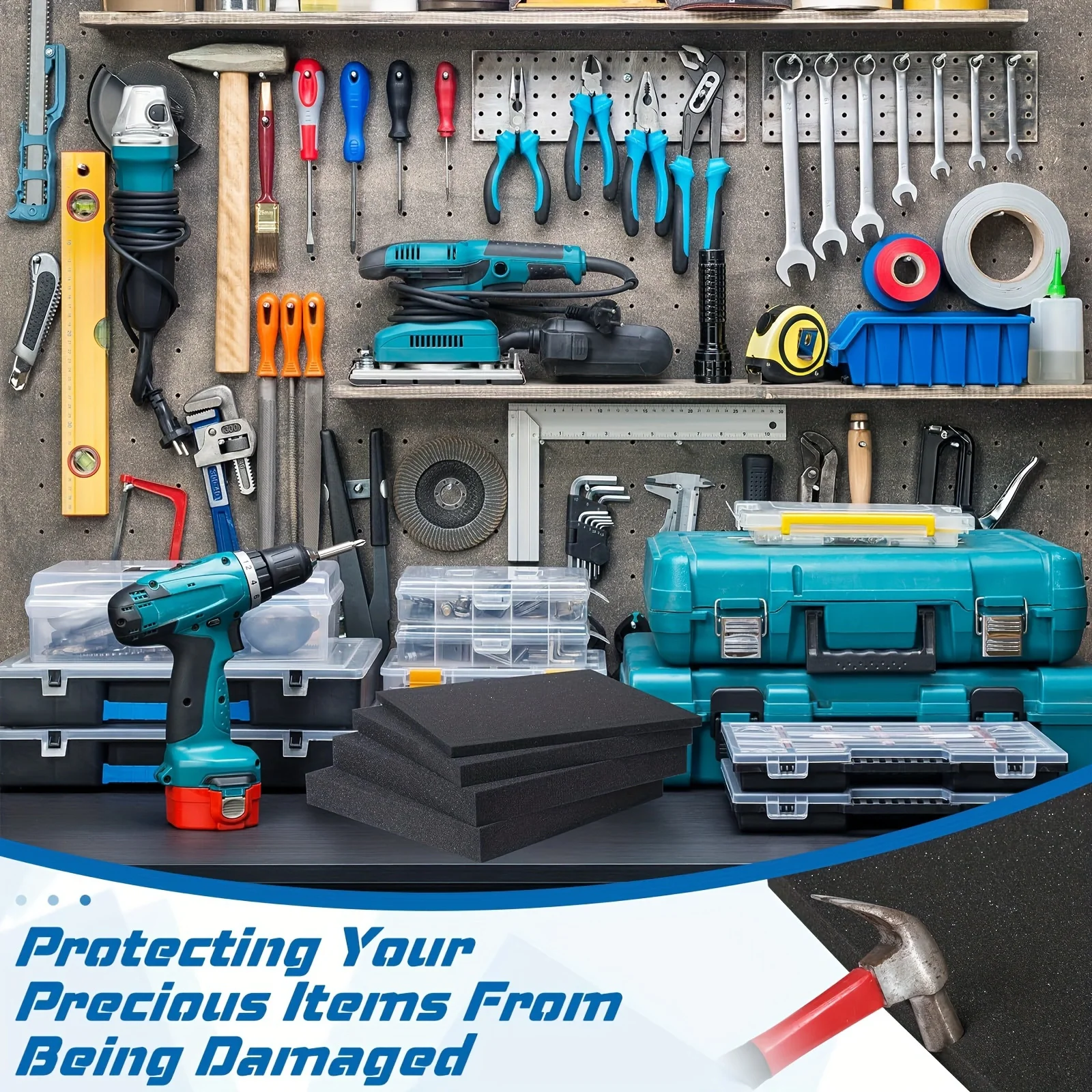 عبوتان من صفائح الرغوة اليدوية القابلة للقطع باللون الأسود، حشوات توسيد من مادة البولي يوريثين تستخدم لحافظات صندوق الألعاب ودرج التخزين #4