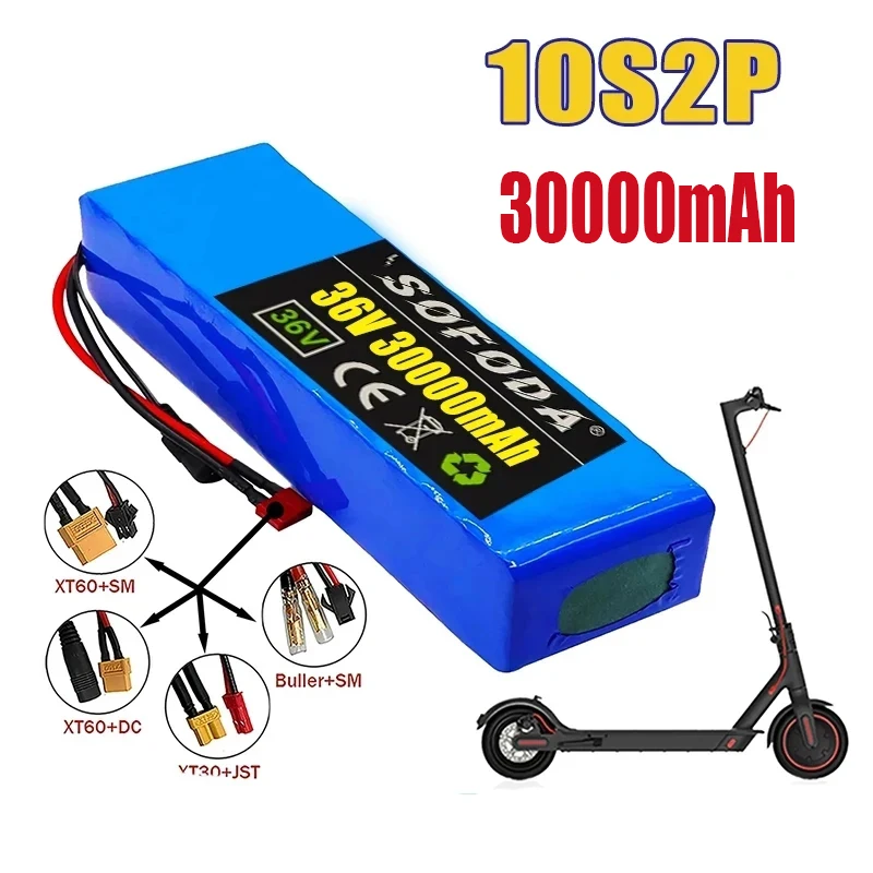 10S2P 36V 30Ah Battery ebike battery pack 18650 Li-Ion Battery 500W High Power and Capacity 42V Motorcycle Scooter with charger