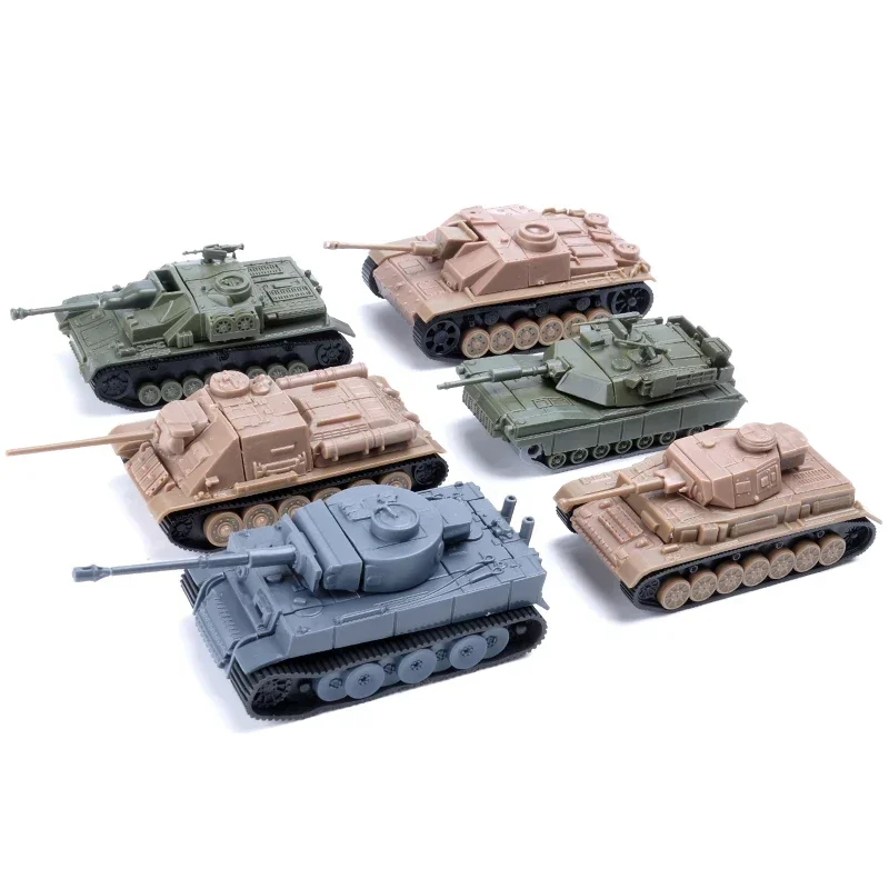 4D Model Assemble WWII Tank Germay Tiger USA M1A2 SU100 Ger-NO4 Tanks Military Buiding Kits 1:100 Plastic Blocks Model Toy