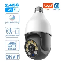 TUYA 5MP 2.4G/5G WiFi Bulb Camera AI Automatic tracking Smart bulb monitoring TUYA Smart Life PTZ Bulb security network camera