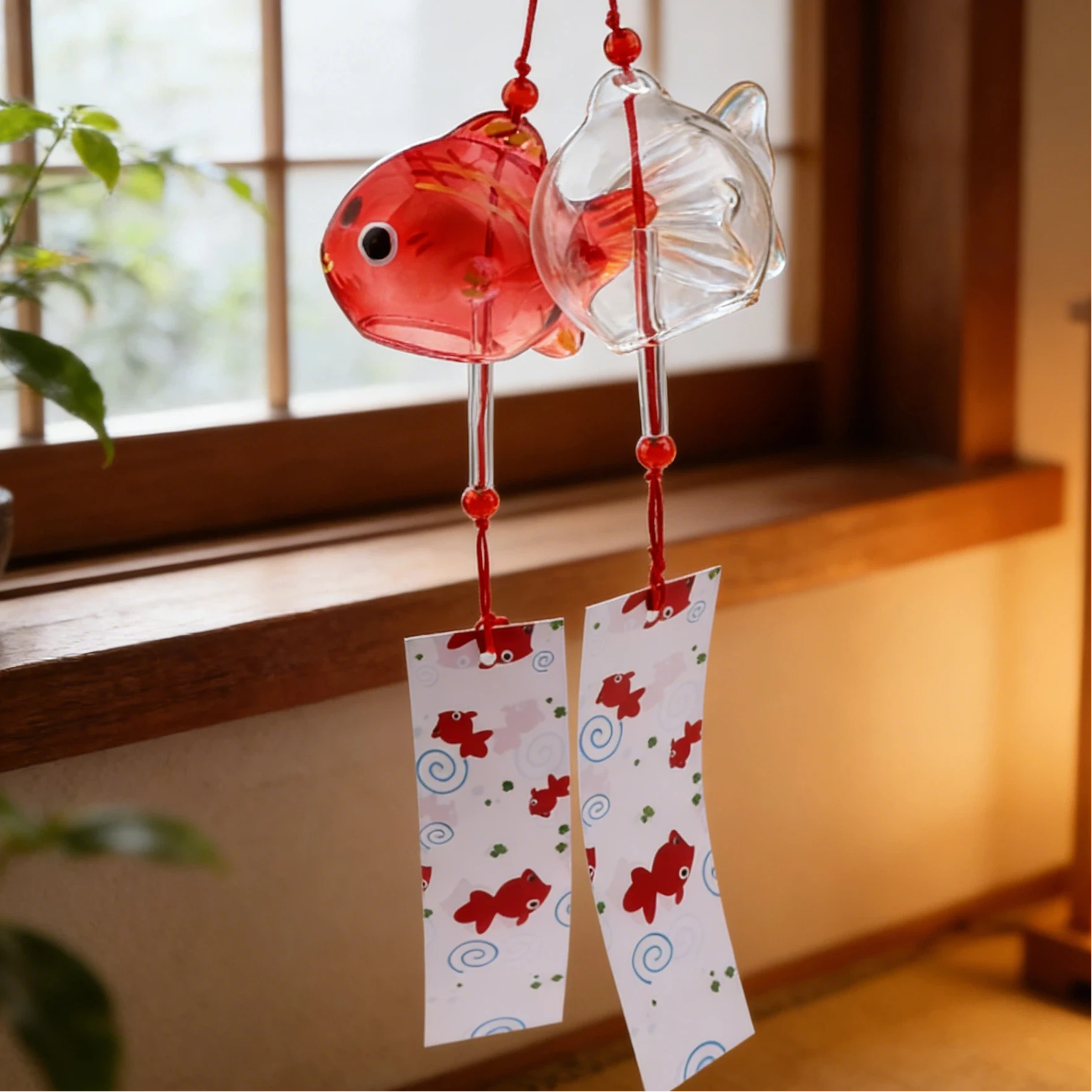 Wind Chime Chimes Japanese Glass  s Style Goldfish Garden Hanging Outdoor Decor Pendant Furin Decorative Fish Ornament