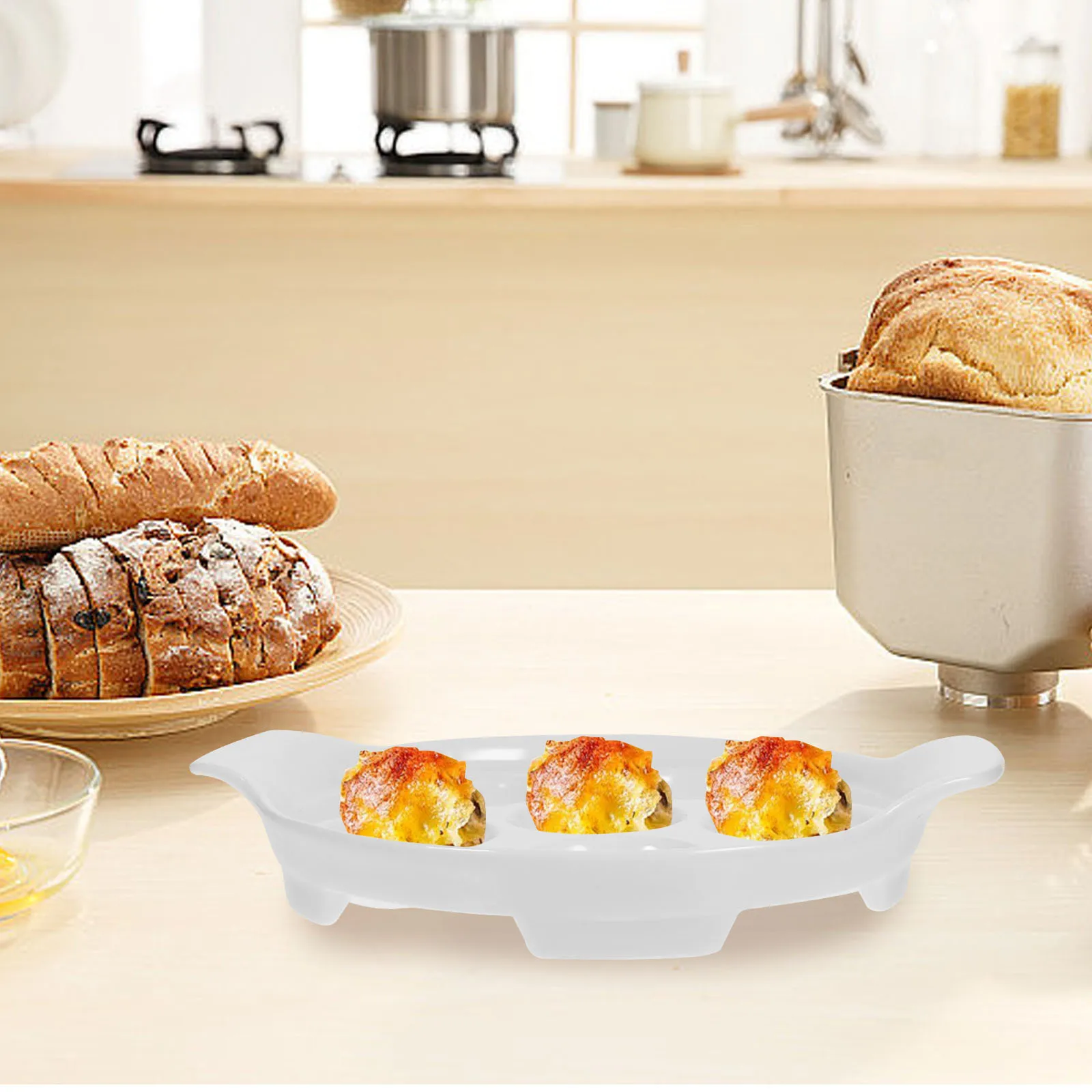 

4 шт. фарфоровая тарелка для эскарго с двойным ухом, равномерный подогрев, противень для выпечки улиток, тарелка для улитки, тарелки для эскарго с ручкой