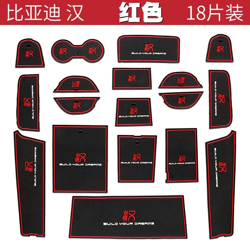 Alfombrillas de ranura de puerta Interior de coche para BYD Han Dmi Ev, almohadilla de ranura de puerta, alfombrilla de taza antideslizante, cubierta de accesorios