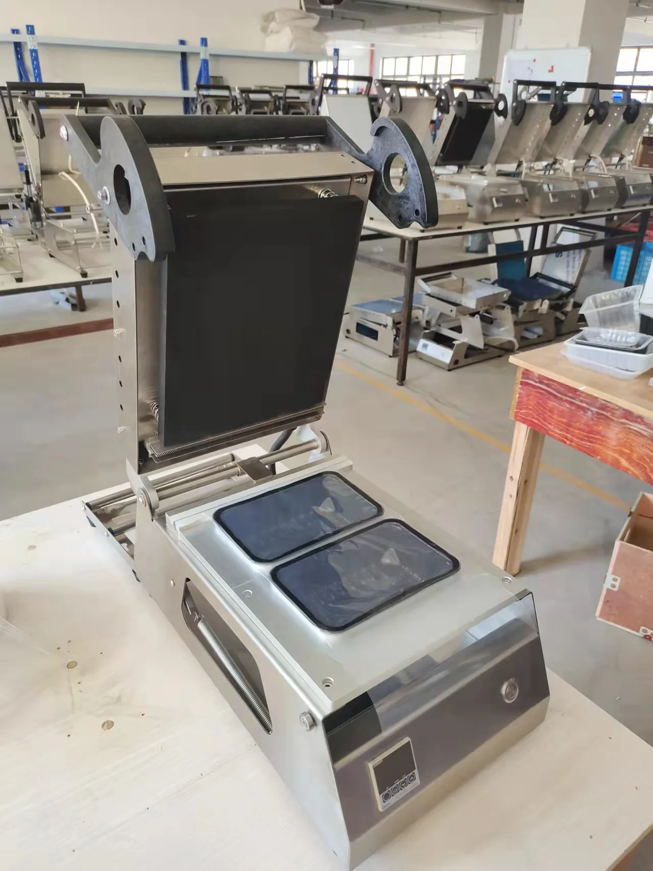 Máquina de vedação superior DQ-3 de aço inoxidável básico para bandejas de refeição Máquina manual de selagem de bandejas de plástico