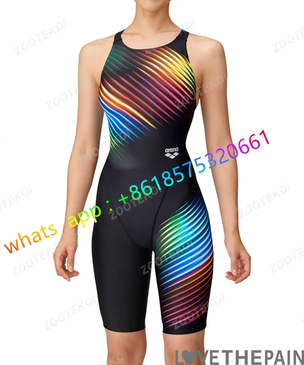 Womens One Piece Bodysuit Swimsuit Triathlon Competitive Pro Training Knee Length Swimwear Swimming Pool Comfort Bathing Suit