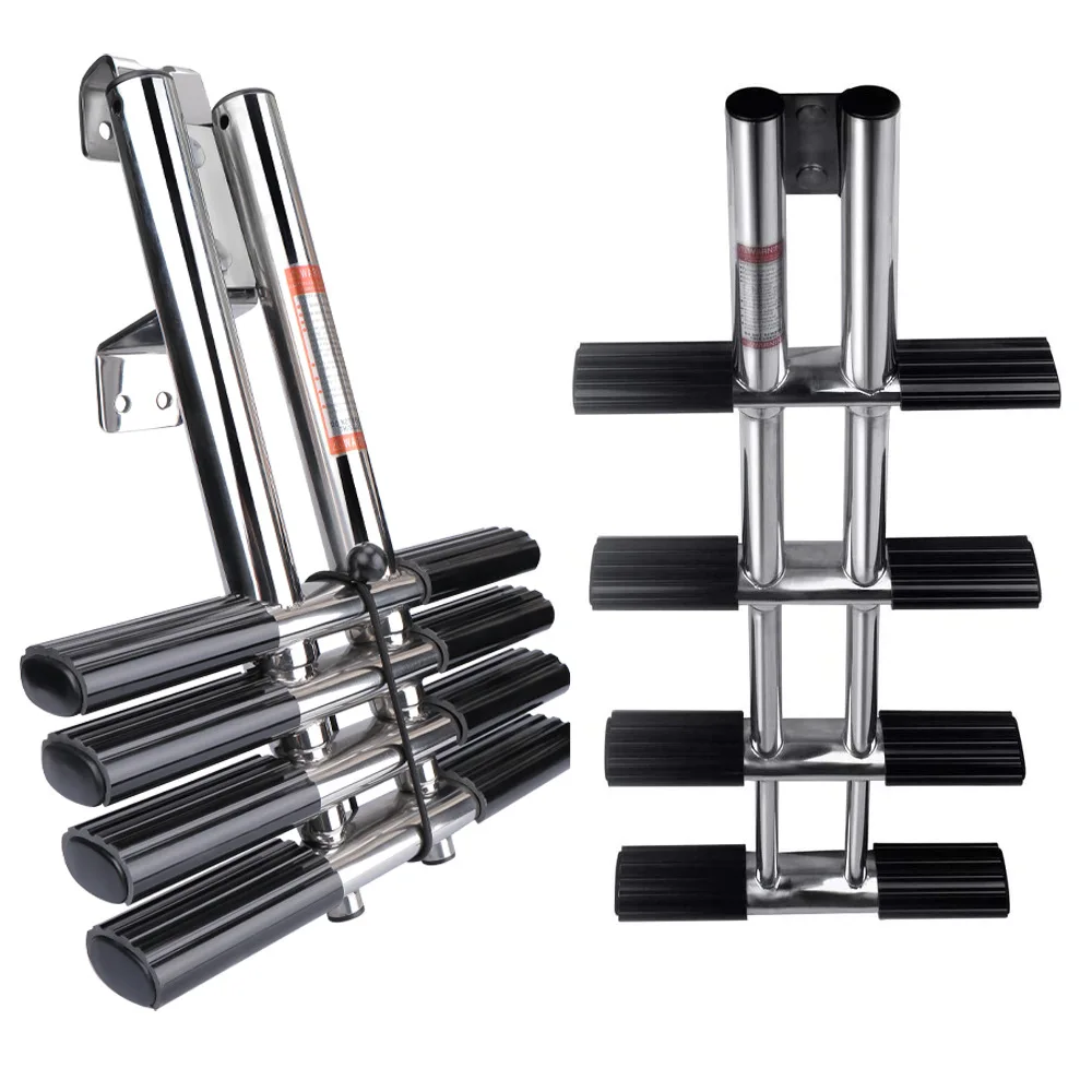 Stainless Steel Boat Launching Ladder, Concealed Folding Telescopic Marine Deck Ladder, Ship Hardware Fittings