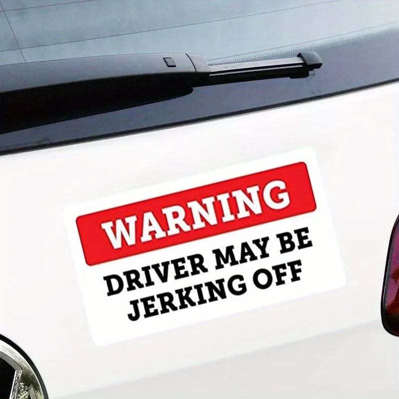 Stickers -Funny Warning Driver May Be Jerking Off Bumper Sticker Vinyl Decal view 5
