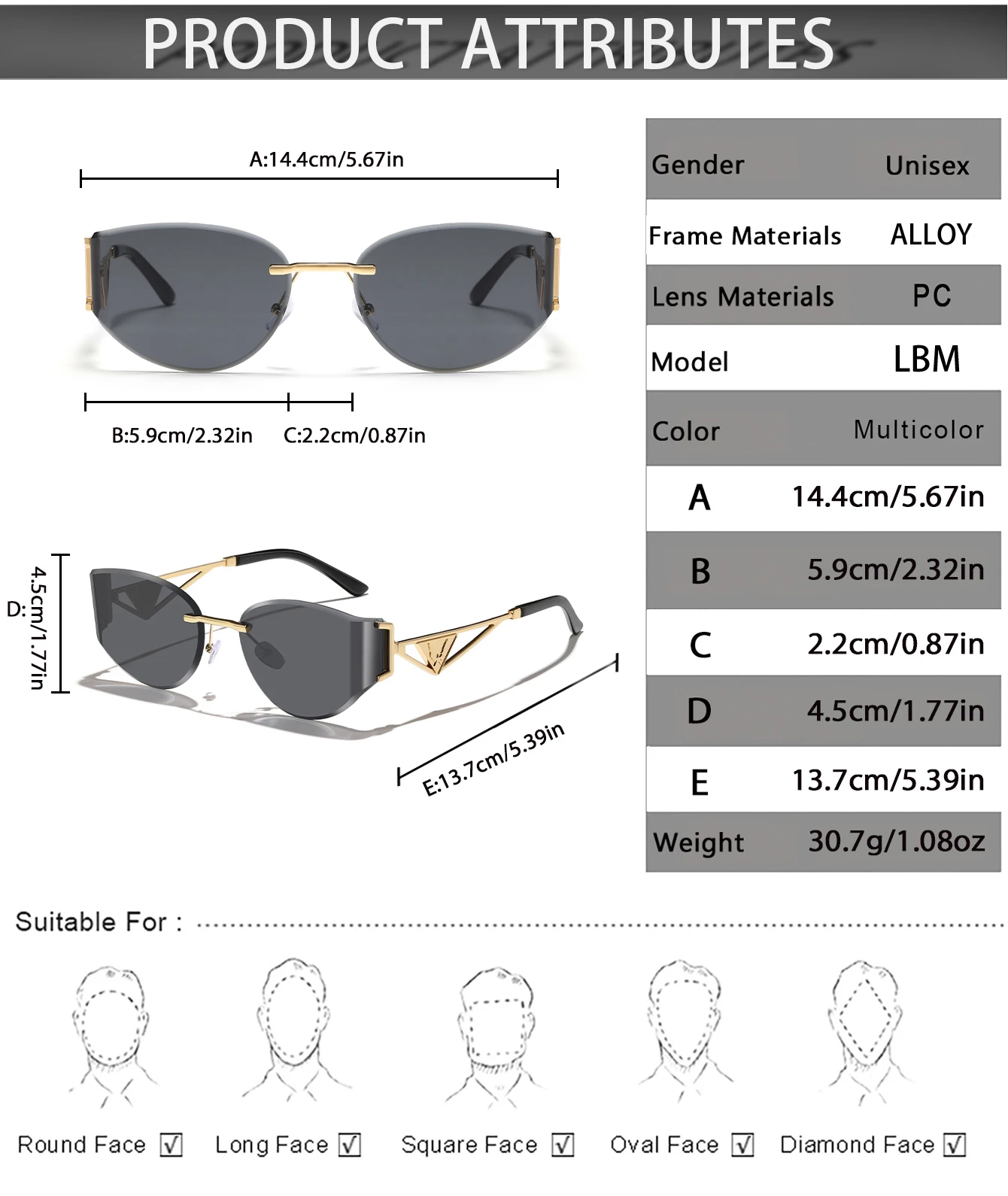 Modische randlose Fahrrad-Sonnenbrille, trendige Metallrahmen-Brille mit UV-Schutz für Männer und Frauen, Outdoor-Radfahren, Wandern, Brillen – Detail 2