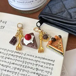 Mini Chocolate Cake Design Keys Keychain Cute Food Doll Series Small Keyrings For coin Bag Pendant Accessories Custom Packaging