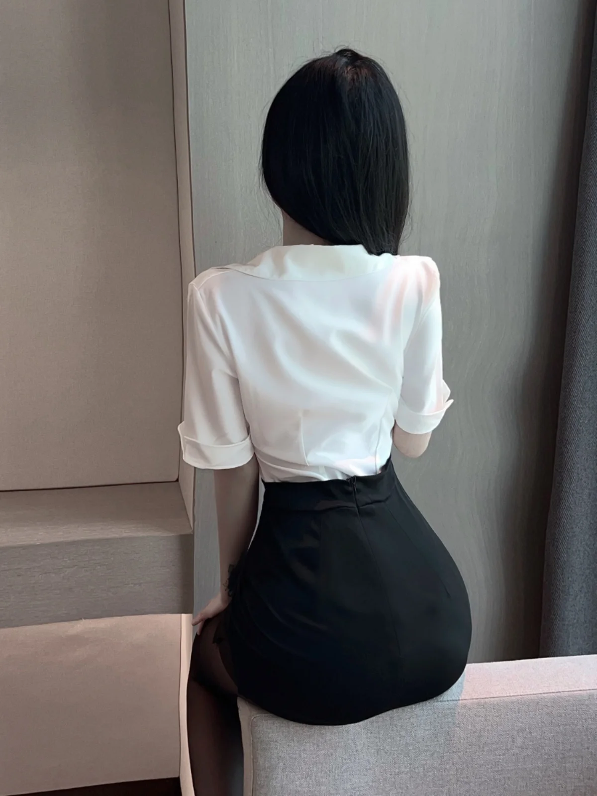 Sexy ort-Sved Blouse And Skirt Set Role Play Hot Secretary orm Tight Fit Faionable Workwear Polyester Spring 2025