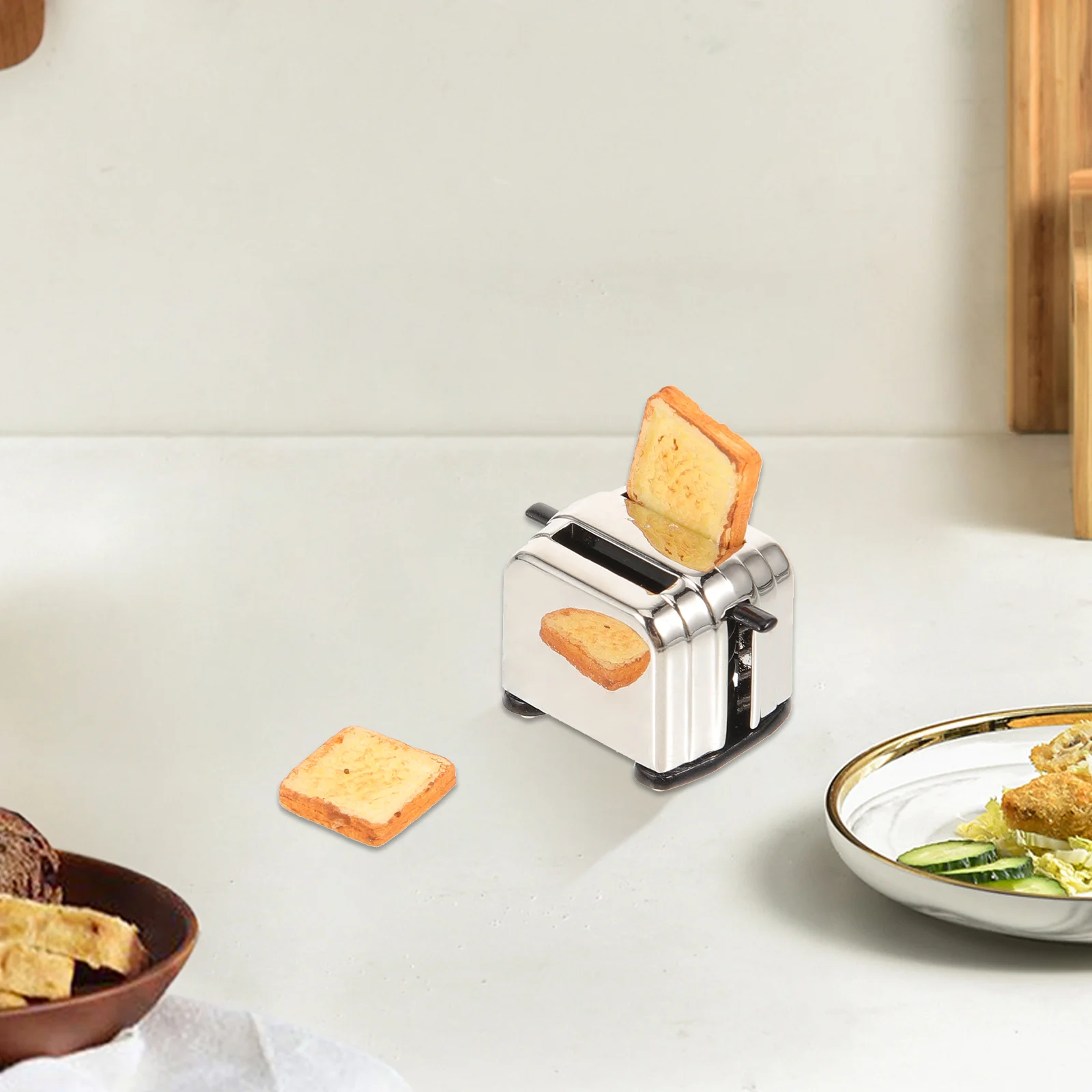 Mini Appliances Toys Miniature Toaster Dollhouse Bread Maker Simulated Kitchenware Child