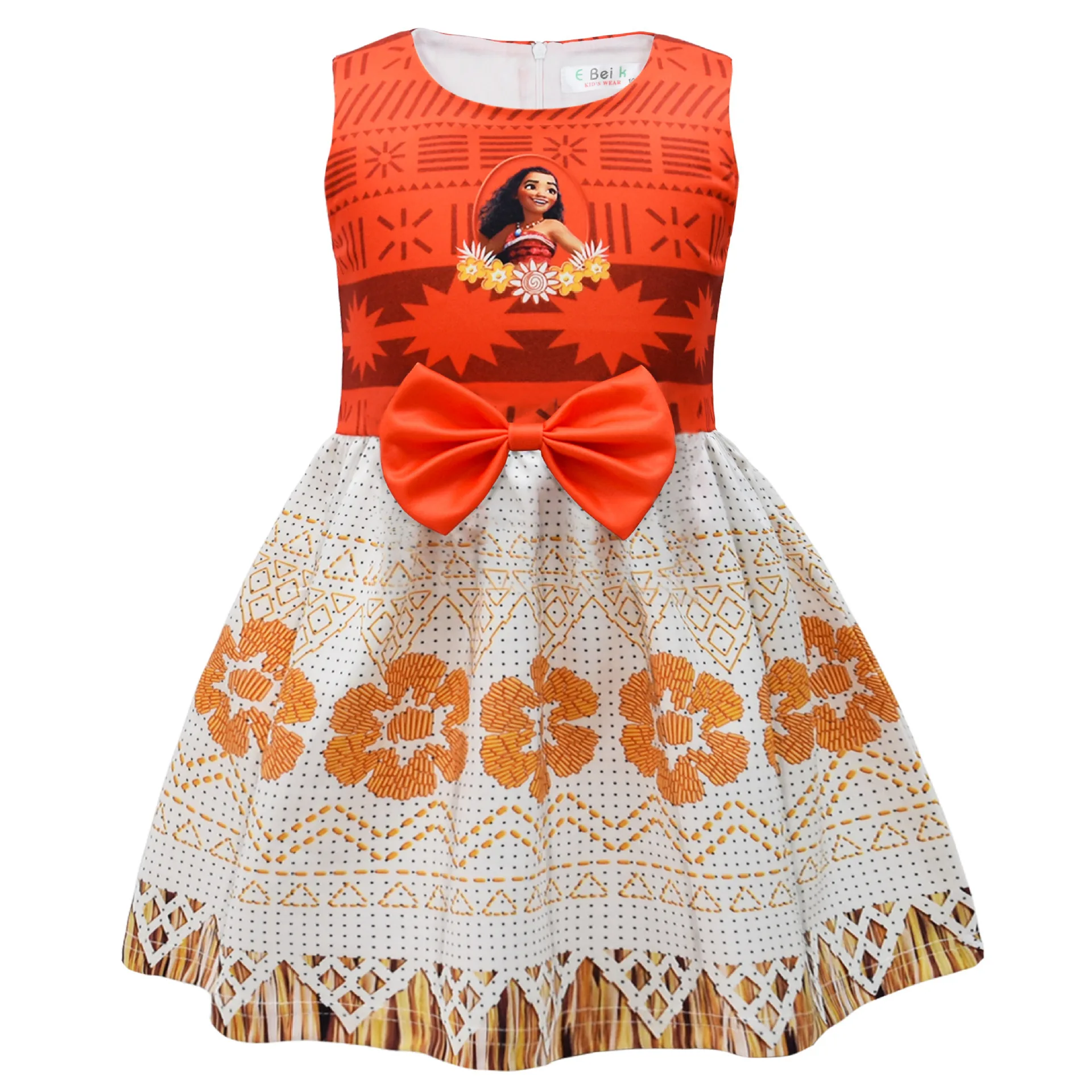 Disney Moana Dress Princess Girls Summer Sleeveless Boutique Clothing Kids Birthday Party Clothes With Bow