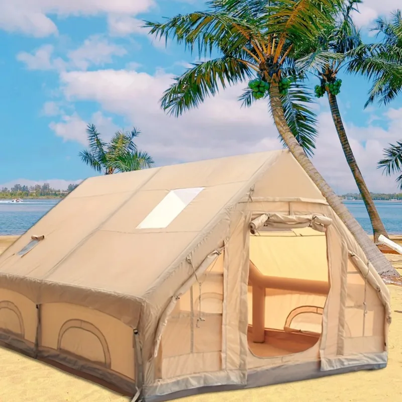 Inflatable Camping Tent 4-8 People with Win-dows Portable Water-resi-stant Camping Tent Four Season Te-nts