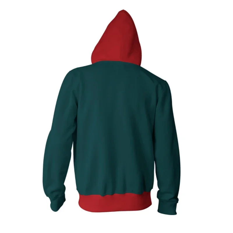 Autumn Winter Men's Anime Green Hooded Sweatshirt Halloween Miles Morales Cosplay Costume 3D Printed Sweatshirt Pullover Coat