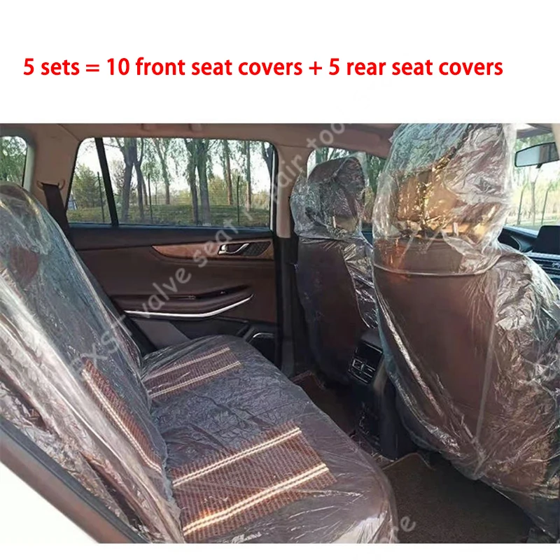 5 Sets Disposable Car Soft Seat Cover Plastic Universal Waterproof Care Cleaning Beauty Repair Protective Cover