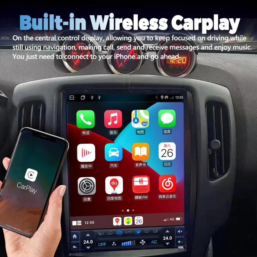Android 14 For Nissan 370Z Z34 2008-2019 Car Radio Multimedia Tesla style HD Touchscreen GPS Navigation Bluetooth DSP WIFI 4G FM
