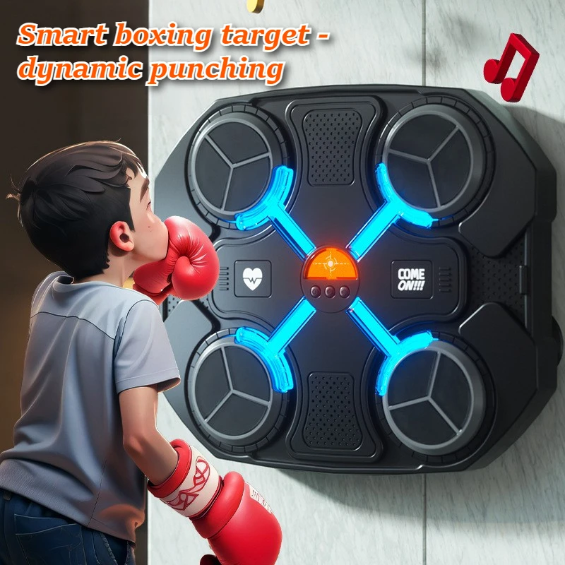 Smart Music Boxing Machine Wall Mounted Bluetooth LED Light Boxing Trainer with Gloves Stress Relief Sports Toy for Adults Kids