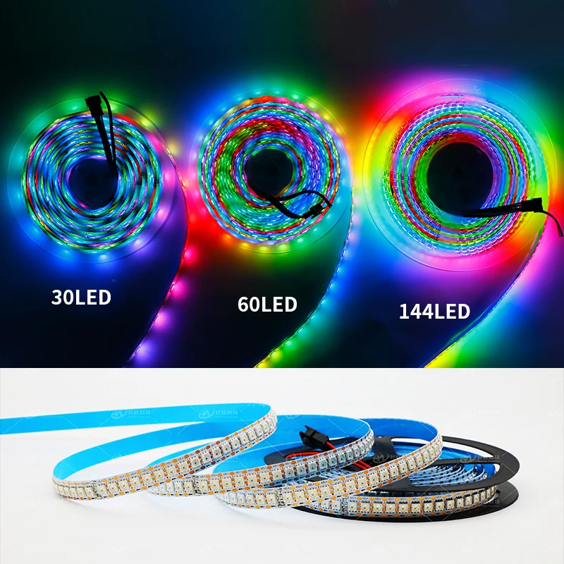 1 ~ 5M WS2812B WS2815แอดเดรส5050 RGB แถบไฟ LED 30/60/74/96/144พิกเซล/M WS2812 IC สีเทป Neon โปรแกรม