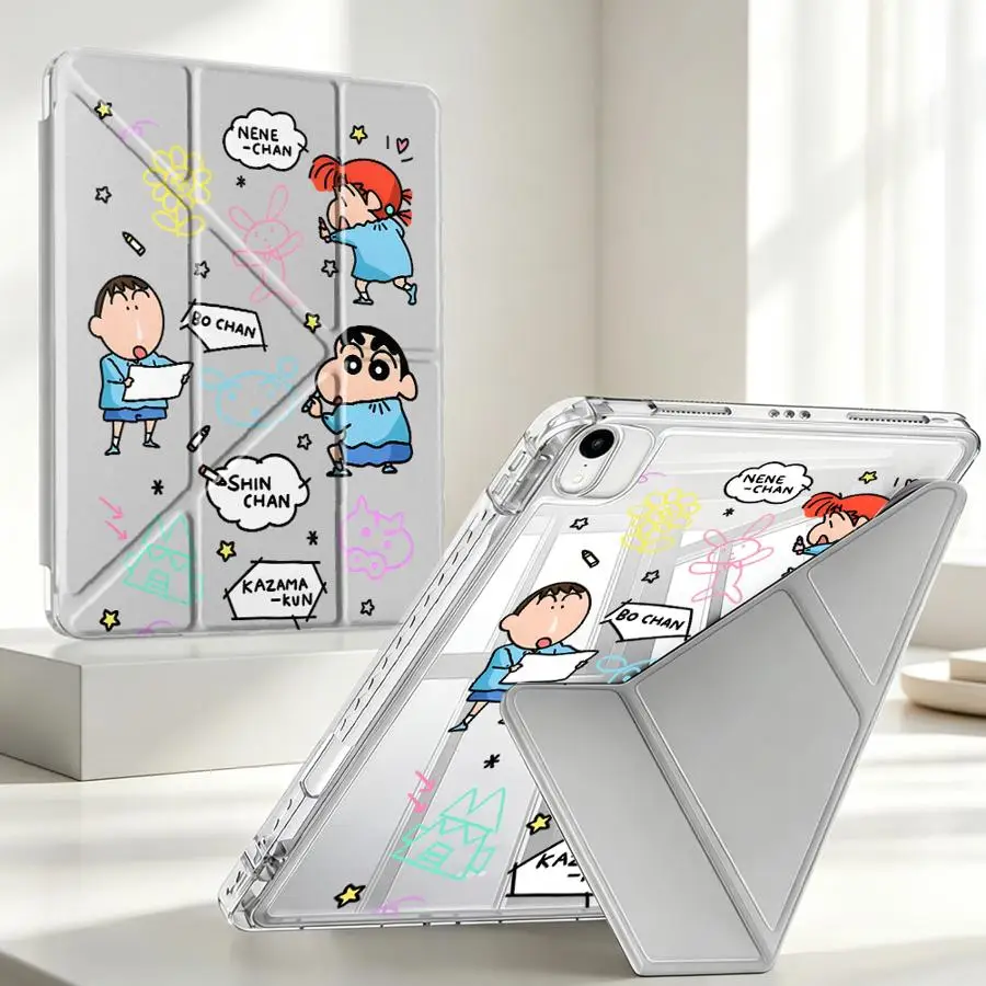 Tablet Case For Samsung Galaxy Tab A8 S10 Lite S8 A9 Plus S9 Plus S7 FE A11 With Pen Slot Cover Cool Crayon Shin Chan