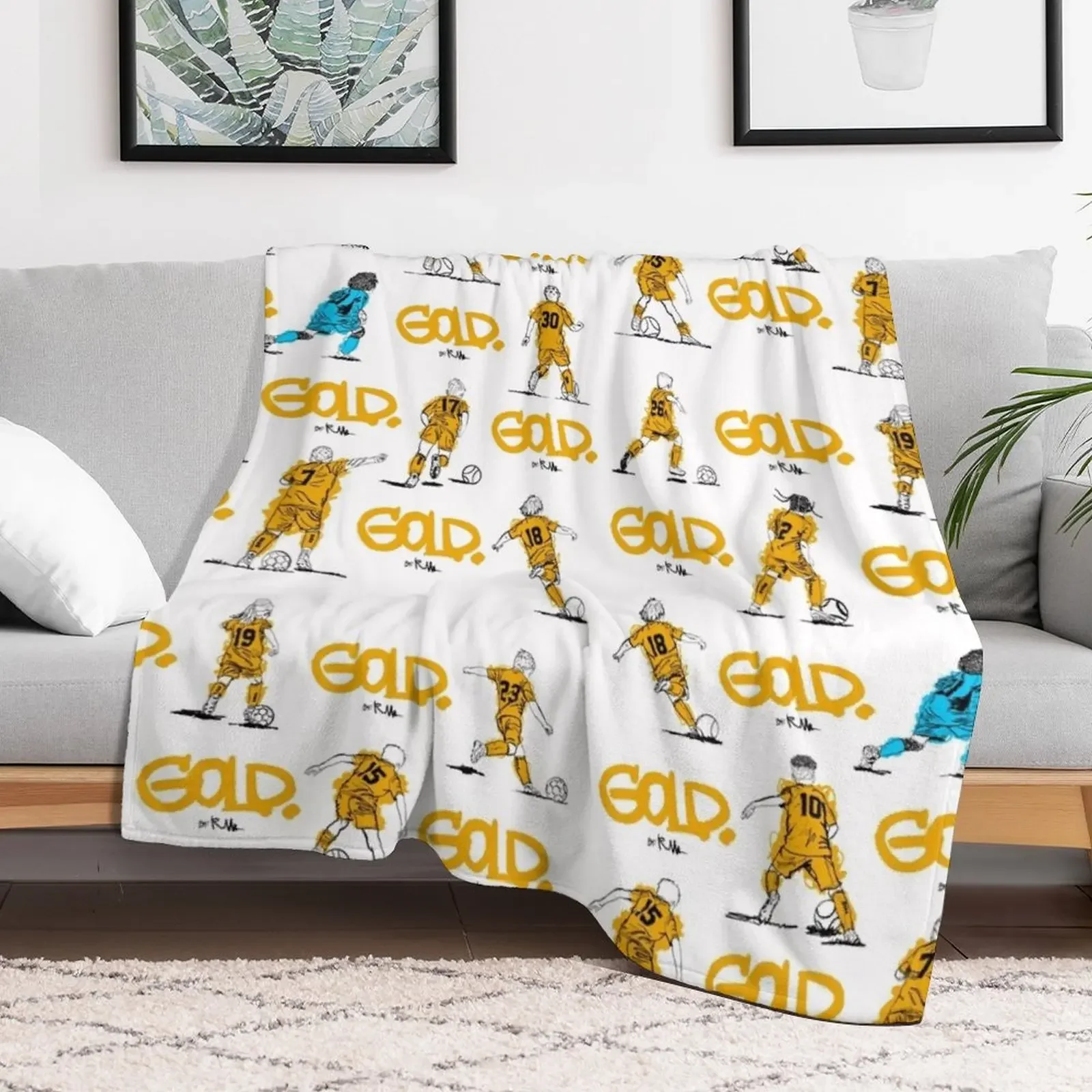 GOLD Sketch Pattern Throw Blanket Custom Picnic Thin anime Blankets