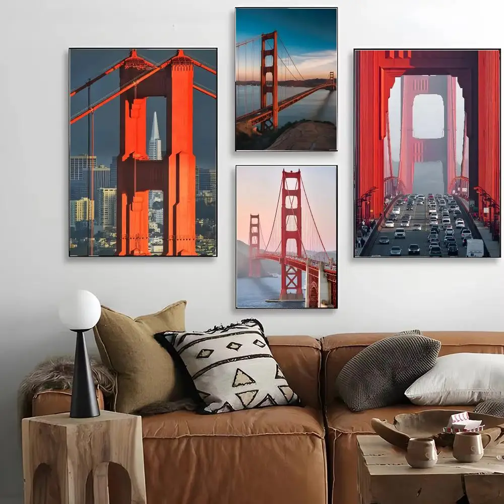 San Francisco Golden Gate Landmark Iconic Poster HD Decorative Wall Art for Living Room Bedroom Café Stylish Home Décor Gift