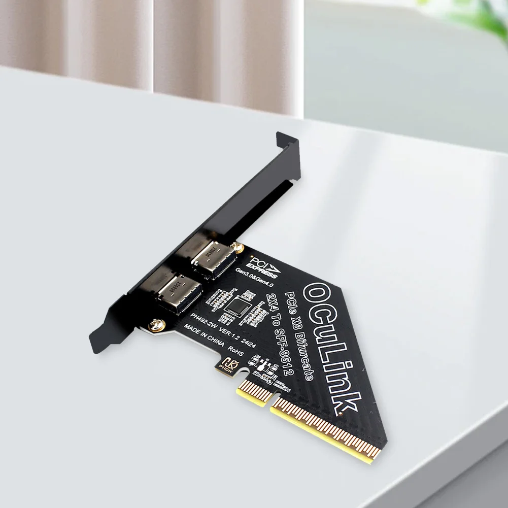 

Адаптер расширения PCIeX8 на 2 порта Oculink SFF 8611 8612, поддержка адаптера PCIe 4.0 PCIe Oculink для Mac Os/Windows/Lin