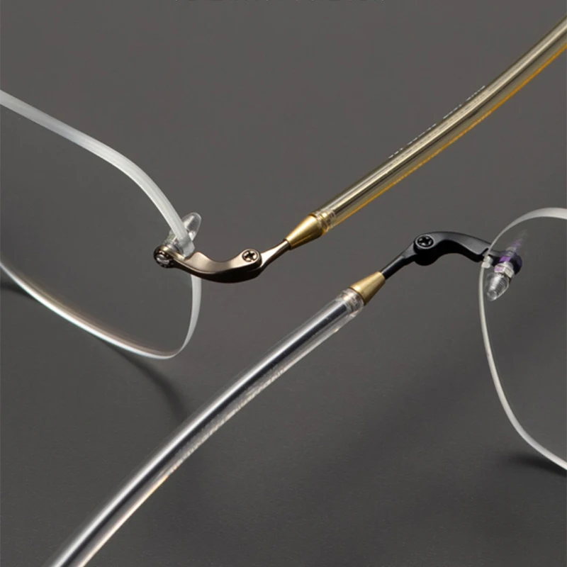 Japanese Handmade Rimless Titanium Glasses Frame Men Women Ultra-light Fashion Polygon Eyeglasses Vintage Brand Design Eyewear