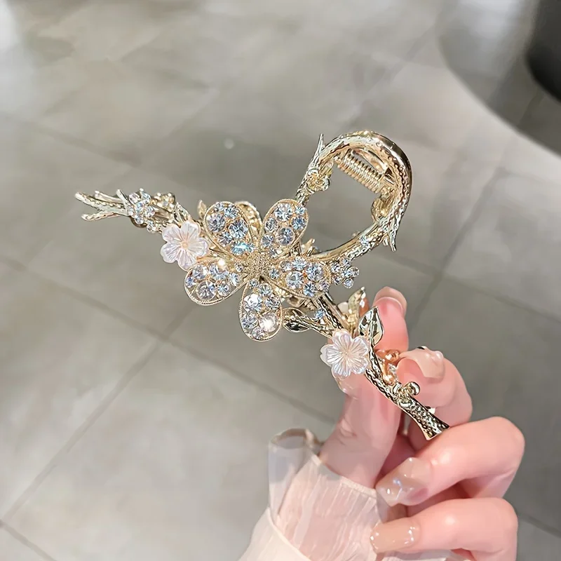 Zweige Strass Blumen große Haltegriff zarte Haars pange neue High-End-Luxus Rückseite des Kopfes gewickelte Haar Kopfschmuck – Detail 4