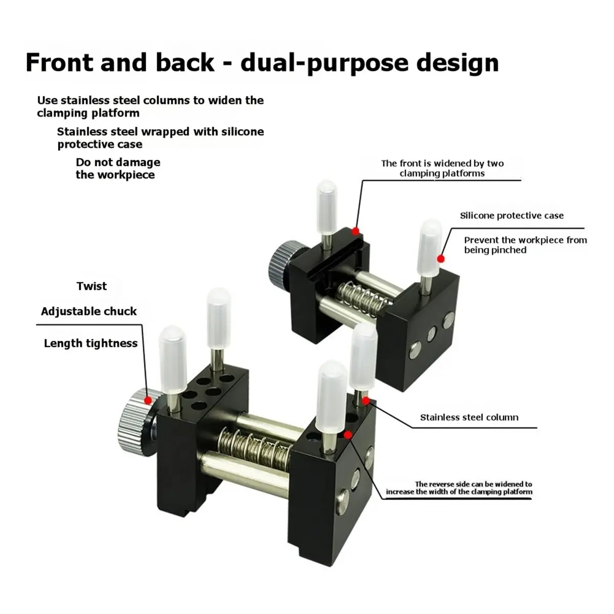 Winter Essential Mini Vise, Multi-Functional Clamp with 14 Stainless Steel Bars, Suitable for Securing Miniature Parts. A