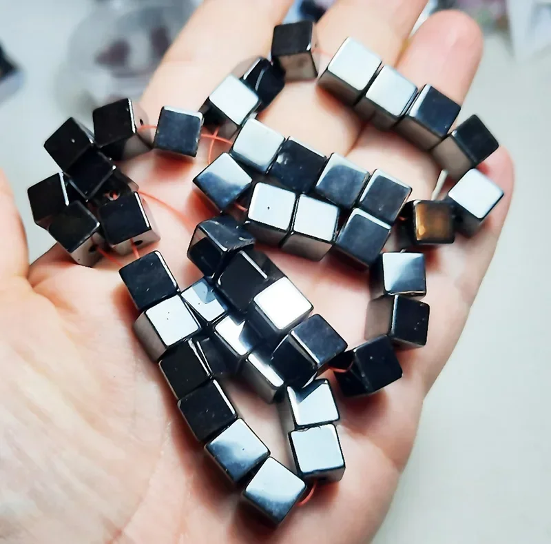 Natural Stone Cube Square black Hematite 1/2/3/4/6/8MM Spacer Loose Beads For Jewelry Making DIY Bracelet Necklace Accessories