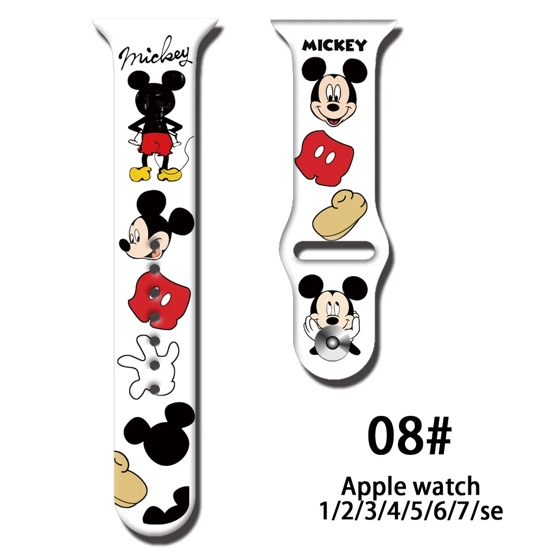 Disney Mickey Stitch Strap for Apple Watchband 1 2 3 4 5 6 7 Se Silicone Smartwatch Watchband Bracelet IWatch 38-42MM Bands