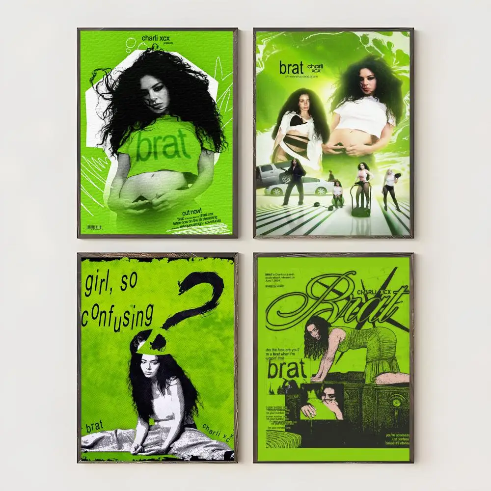 Singer C-Charli XCX BRAT Anime Poster Waterproof Canvas Art Wrinkle Free Wall Hanging For Home Living Room Bedroom Decor