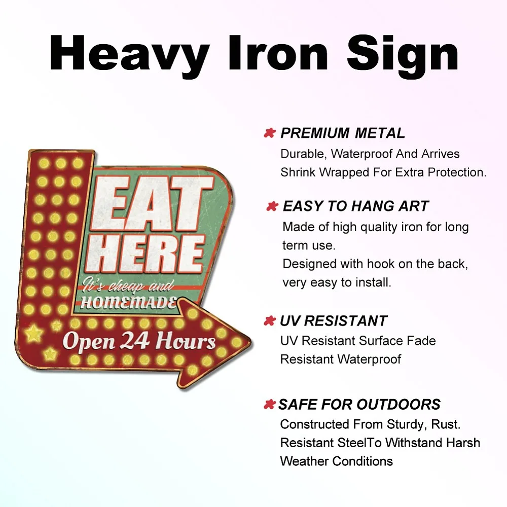 Iron Wall Decorations for Bars Restaurants Cafe Pubs Word 272x270mm