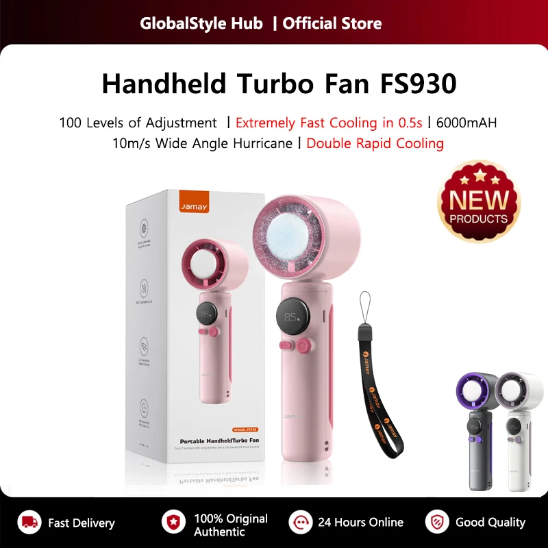 Portable Handheld Turbo Fan Outdoor Neck Hanging 100 Gear Speed USB Charging Fan For Outdoor Sports Travel Camping 6000mAh FS930