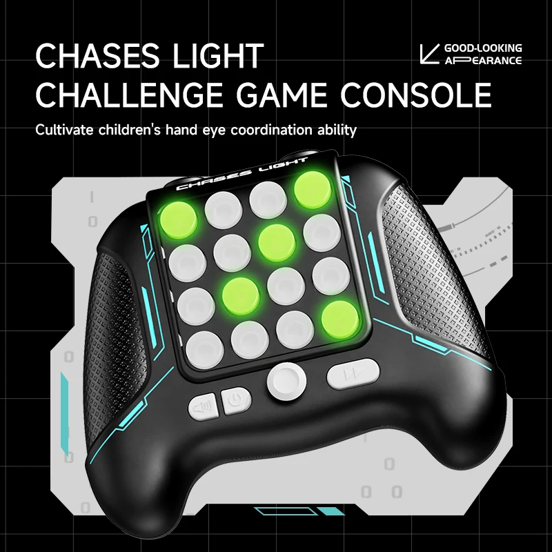 Chases Light Game Console Electronic Pop Light Up Quick Push Game Handle Toys for Children Adults Fidget Anti Stress Relief Toys