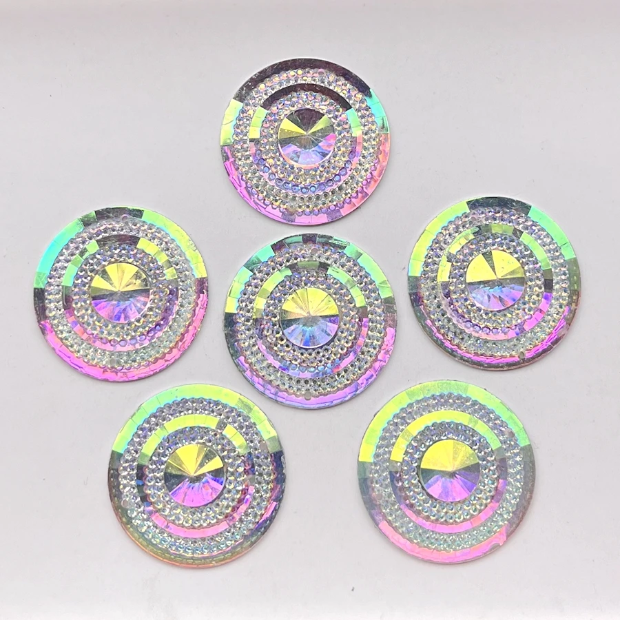 30mm Shiny AB Color Round Resin Sewing Rhinestone diy Jewelry Earrings Accessories Wedding Charm Decorative scrapbook 10pcs/lot