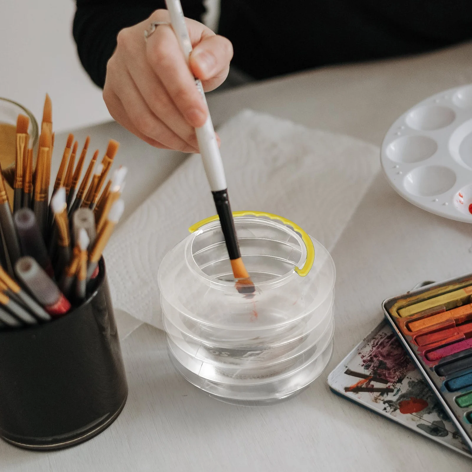 

3Pcs Telescopic Washer Foldable Painting Buckets Artist Brush Washer Plastic Artist Supplies Portable Storage Art Tools