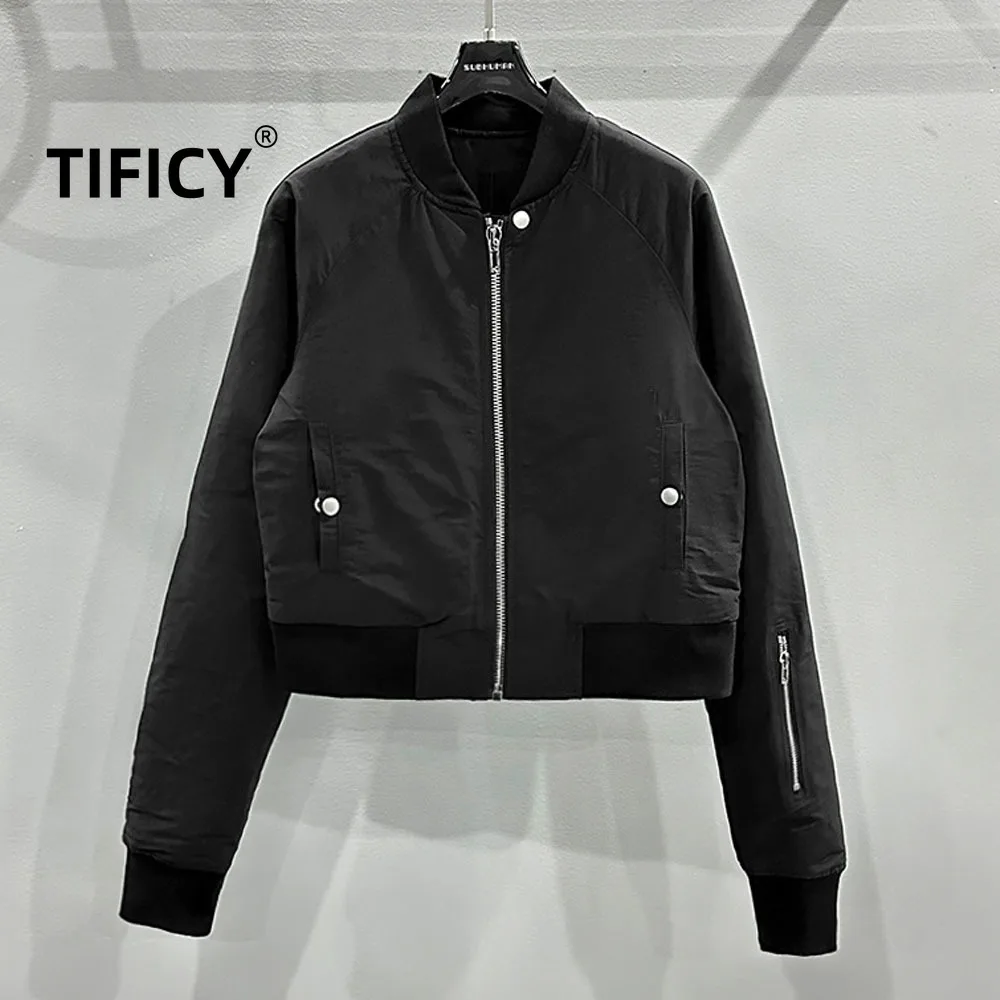 

High Street Dark Ro Women's Autumn and Winter Dark Motorcycle Zipper Pocket Retro Slim Fit Short Jacket Cotton Jacket