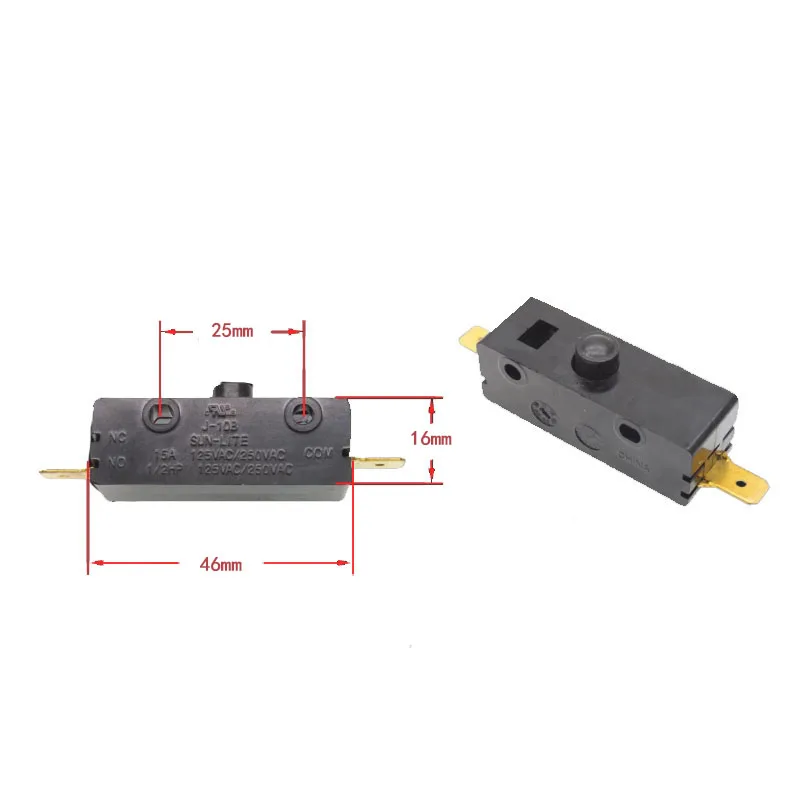 J-108 two-pin normally open microswitch 15A 250V sewing machine switch travel limit switch