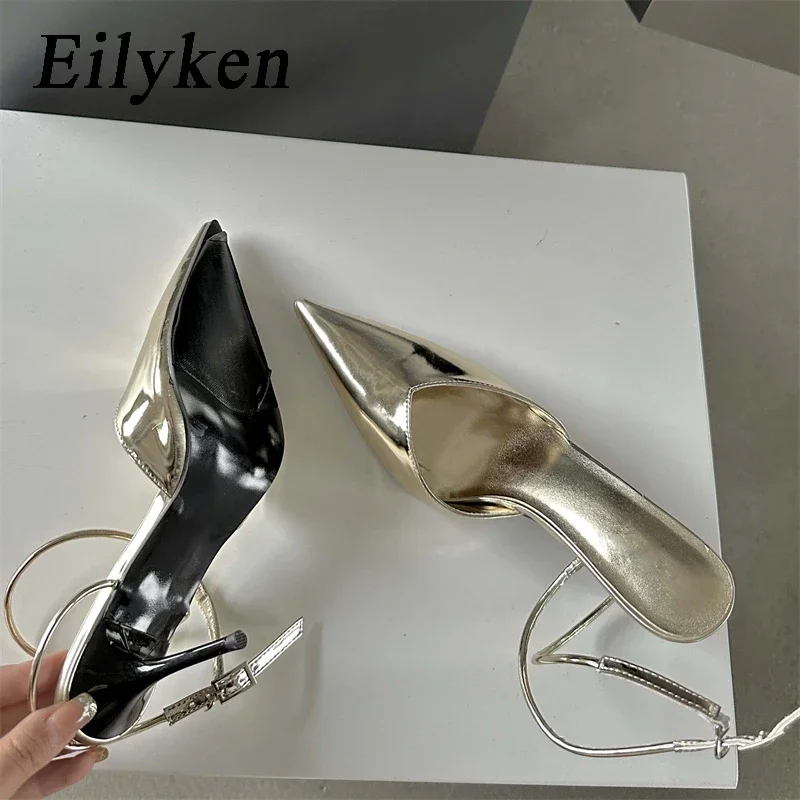 Eilyken Fashion Pointed Toe Pumps Woman Sandals Elegant Buckle Strap Thin Low Heels Slingbacks Wedding Spring Female Mules Shoes