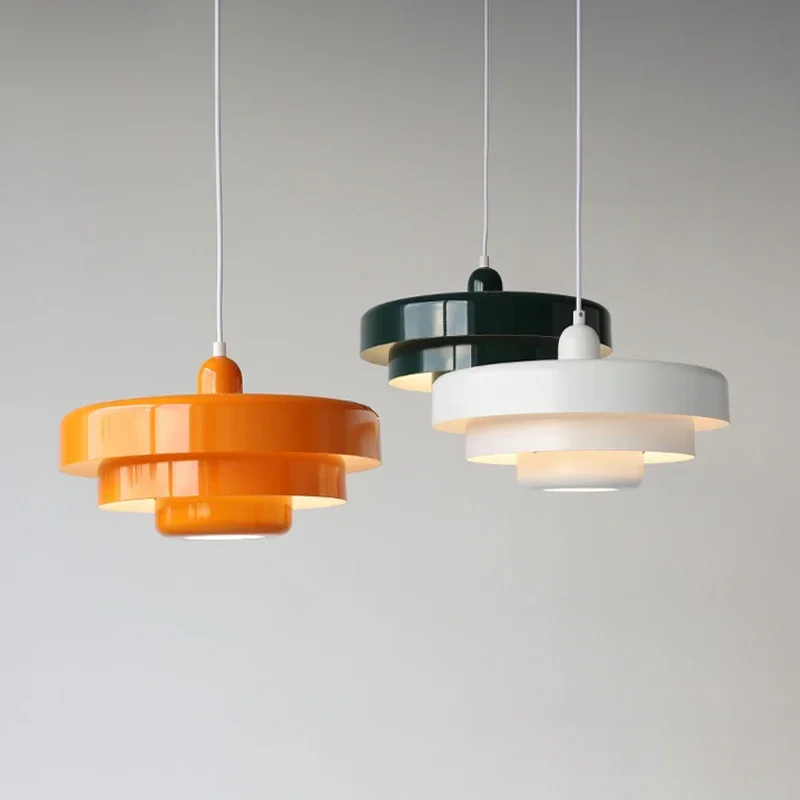 Nordic minimalist restaurant LED Pendant Light Bauhaus retro orange Macaron  Illuminations For Living Rooms Fixture