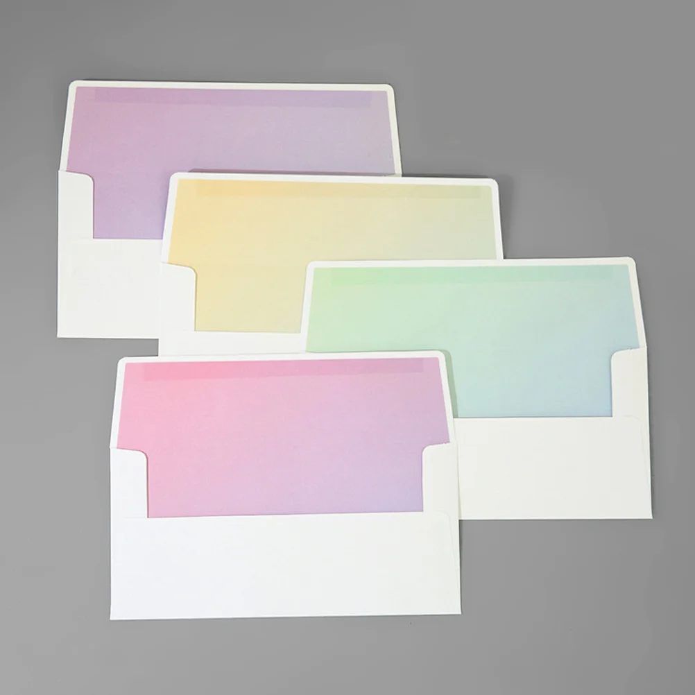 4Sets Beautiful Gradient Envelopes and Stationery Set Fashionable Writing Paper for Personal Professional Correspondence
