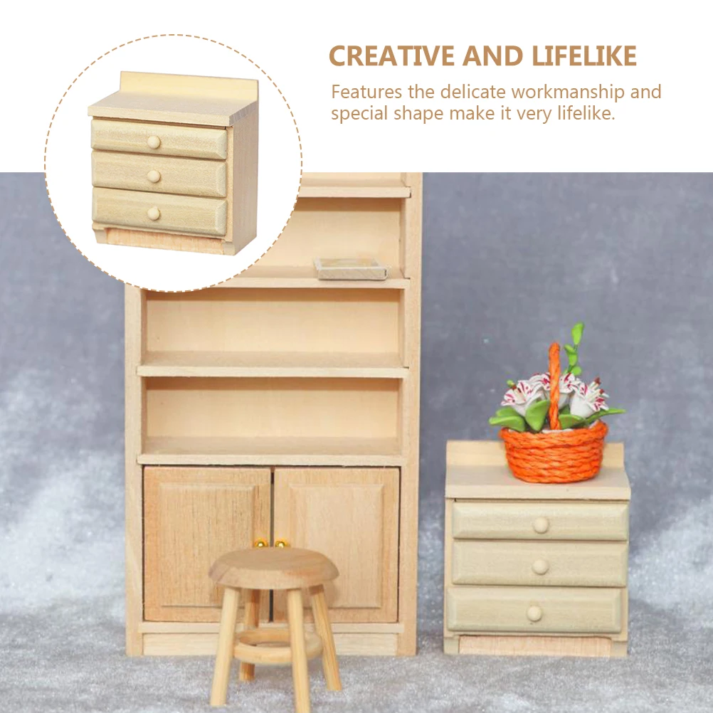 

Bookcase Mini Furniture Cabinet Bedside Table Miniature Wooden Storage Scene